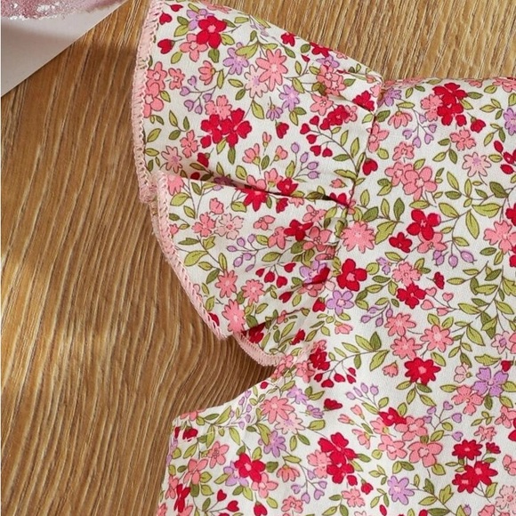 Baby Ditsy Floral Print Ruffle Trim Bodysuit - Picture 3 of 6